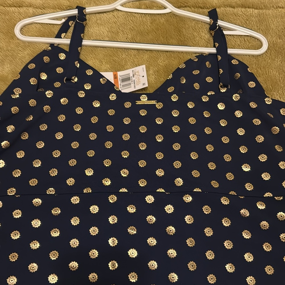 NWT Michael Michael Kors True Navy And Gold Beautiful Maxi Dress Size 3X - Picture 3 of 12